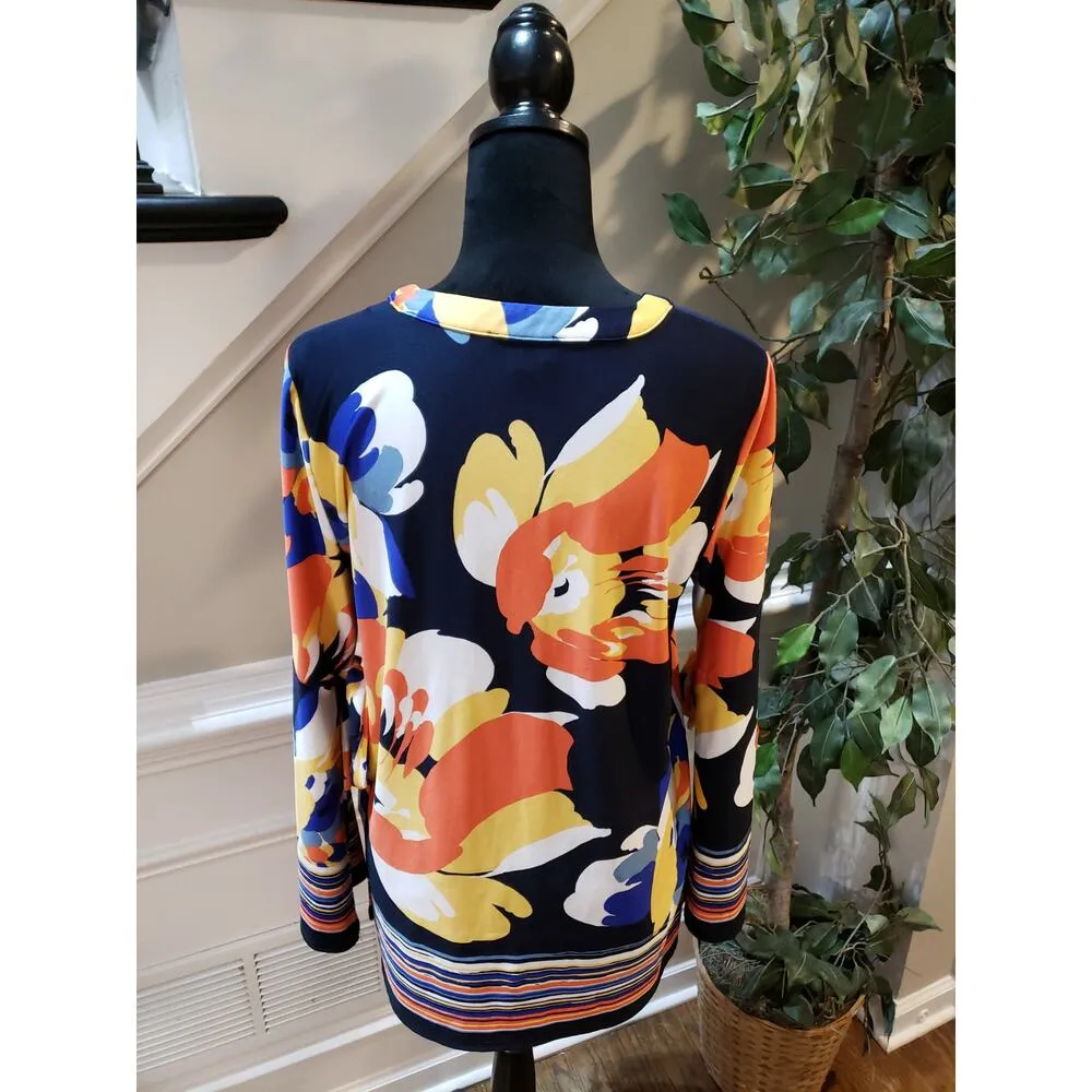 Melissa Paige Blouse Women's Multicolor Size M Long Knot Sleeves Floral Print - Image 9