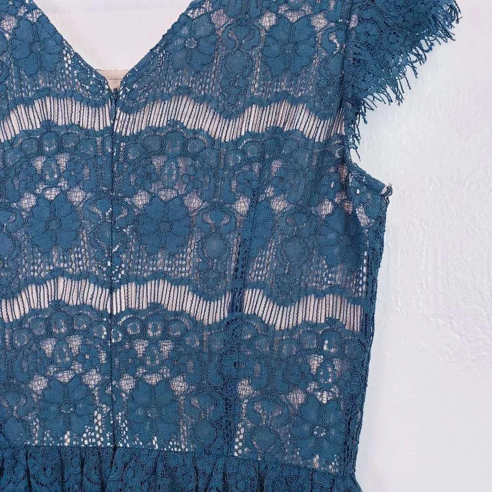 Anthropologie Maeve Emerald Green Peplum Lace Dress - Image 8