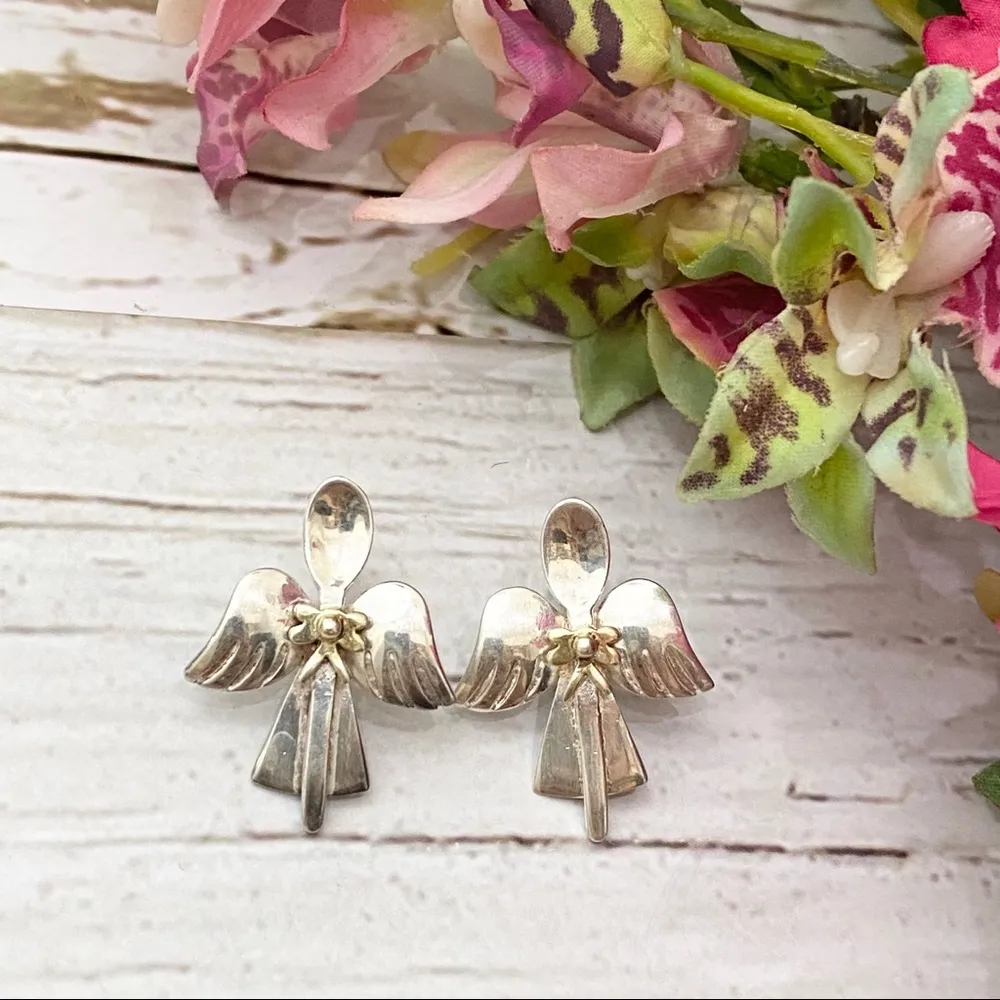 Southern Sterling Silver 2-tone Angel Earrings - Image 4