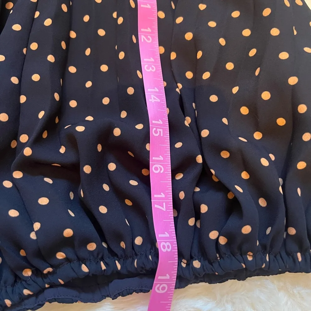 Polka Dot V Neck Sleeveless Navy Women's Top sz XSP - Image 6