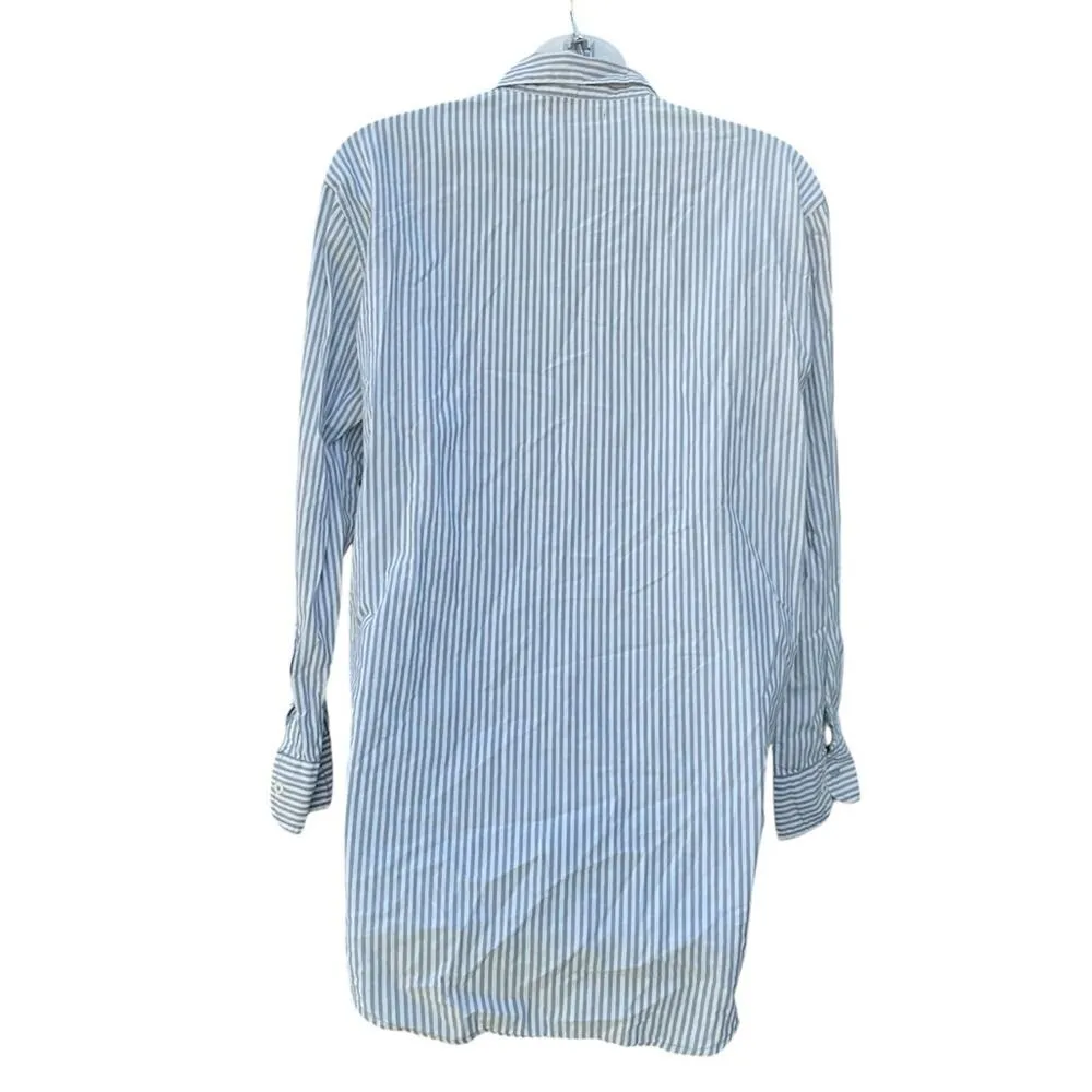 Gap Body blue pinstripe long sleeve button down sleep shirt - Image 2