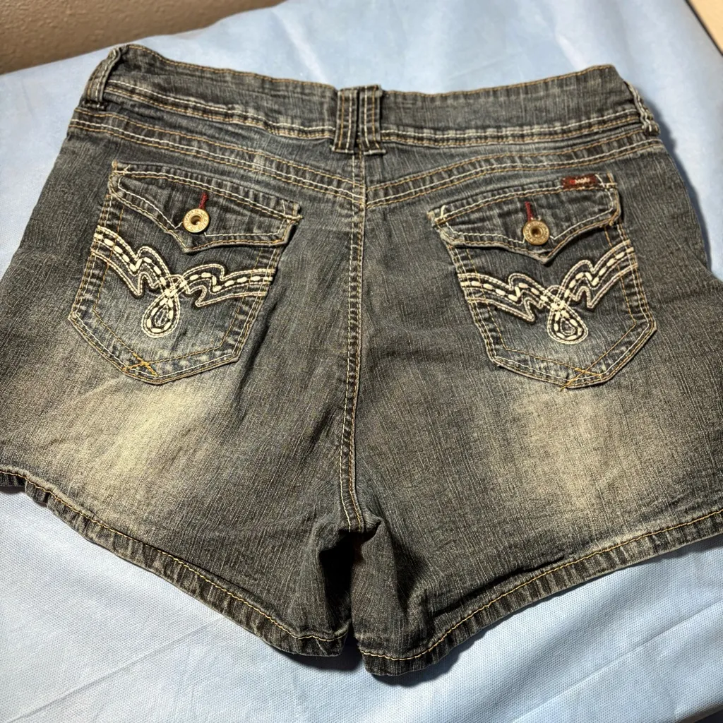 Angels Dark Blue Denim Shorts Size 14 - Image 11