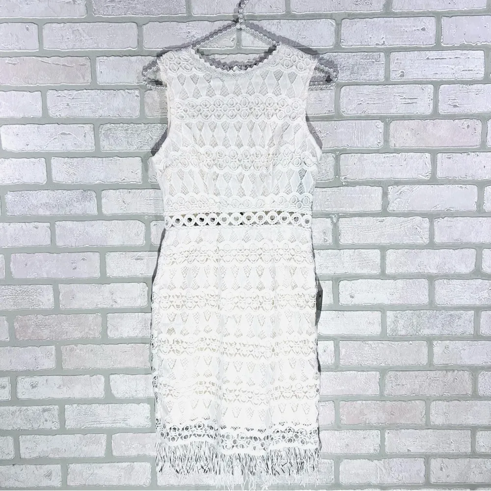 Lulu's NWT Kenna White Crochet Lace Sleeveless Bodycon Dress Size XS - Image 4