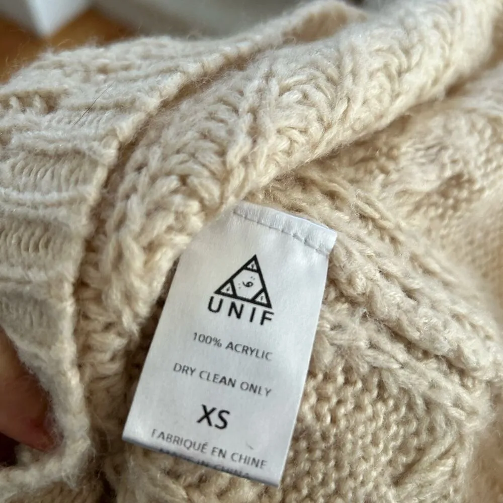 UNIF X Urban Outfitters Beige Cream Knit Chunky Oversize Sweater - Image 5