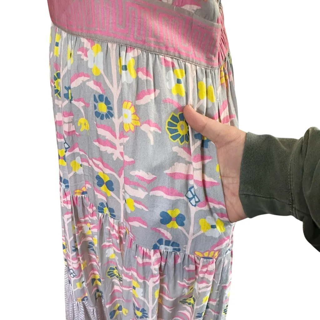 CK Bradley Wildflower Gray Annabelle Maxi Dress L | Puff Sleeve Tiered Cottage Size L - Image 7