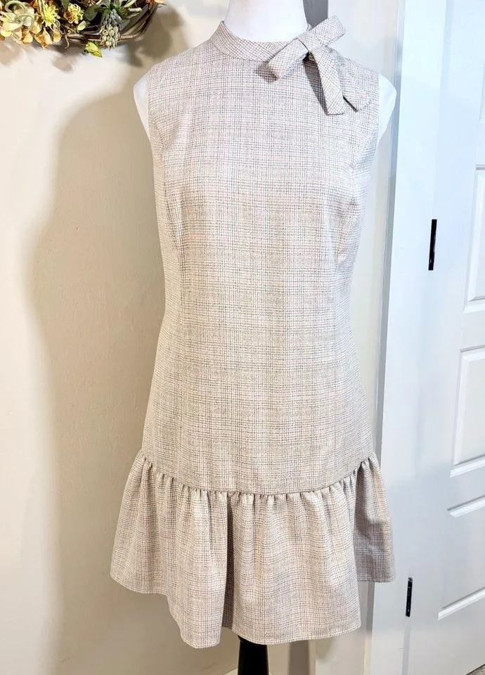 GAL MEETS GLAM Philippa Bow Neck Femme Plaid Drop Waist Flounce Dress Sz 4🧡 - Image 11