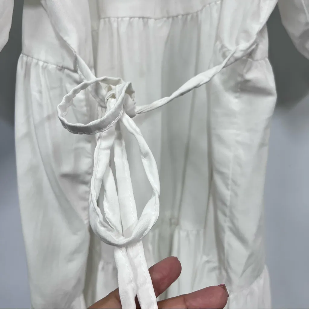 Elegant White Puff Sleeve s Dress tiered square neckline babydoll mini Size undefined - Image 13