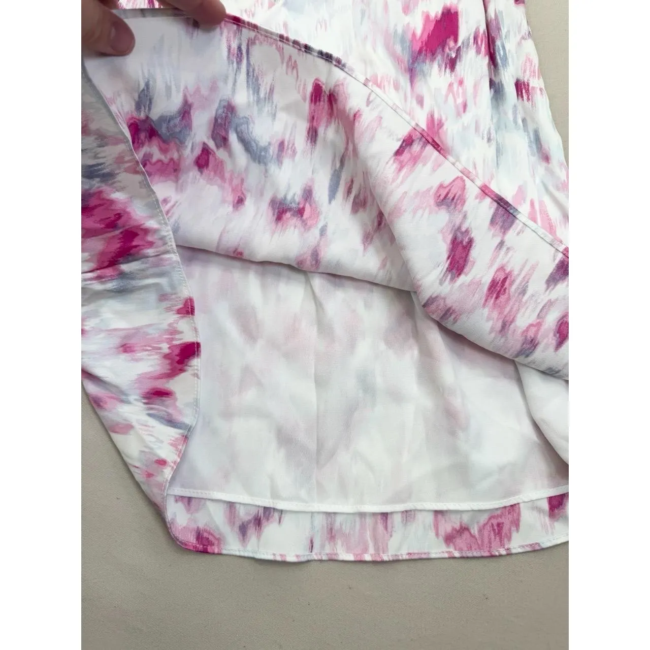 Halogen Womens Blouse Size S Pink Gray Abstract Mock Neck Keyhole Sleeveless - Image 8