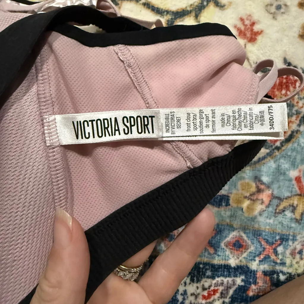 271 Victorias Secret Knockout Pink and Black High Support Sports Bra 34DD - Image 3