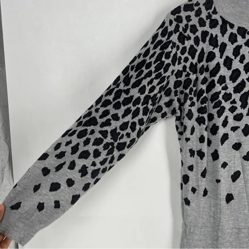 Lascana For‎ Venus Leopard Print Midi Sweater Dress Turtleneck Long Sleeve L Gray Size L - Image 5