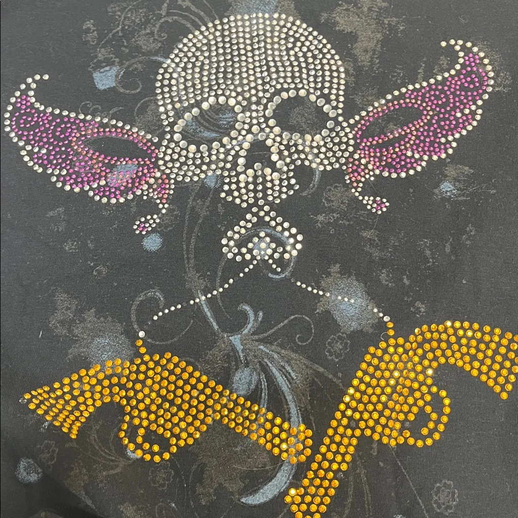 Malanalove Co. black short sleeve skeleton bling shirt Size XL - Image 2