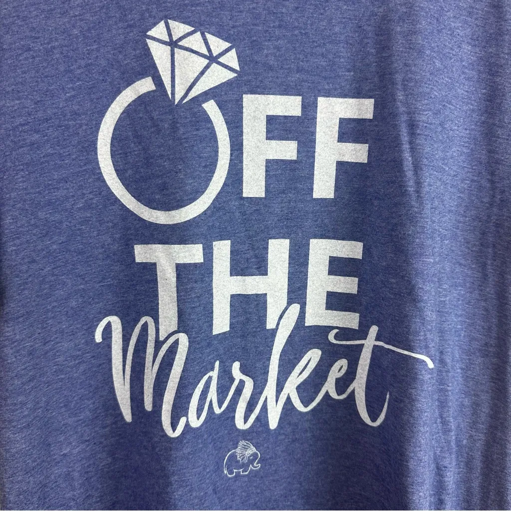 Simply Faithful Blue Tee with White Graphic “Off the Market” - Image 2