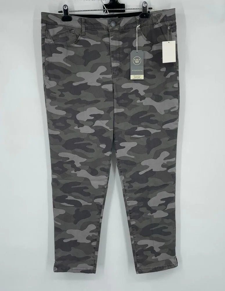 Wit & Wisdom 'Ab' Solution Camo High Waist Ankle Skinny Pants Deep Sage Size 16 - Image 3
