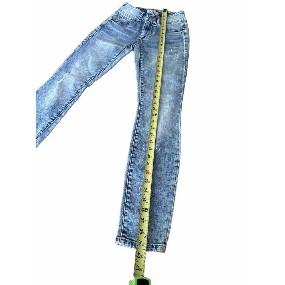 Cabi Cinch Skinny Bleach Splatter Distressed Jeans Size 0 Blue Casual - Image 7