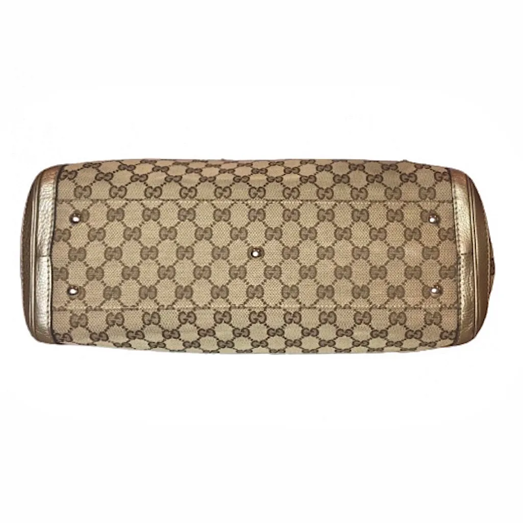 GUCCI Bamboo Bella GG Canvas Leather Shoulder Bag Braided Leather Strap - Image 10