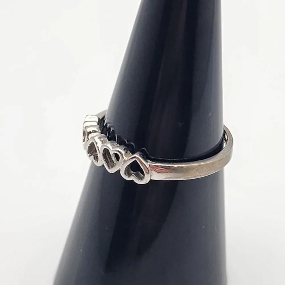 18 Karat Rolled White Gold Plated Heart Ring (7.75) Silver - Image 2