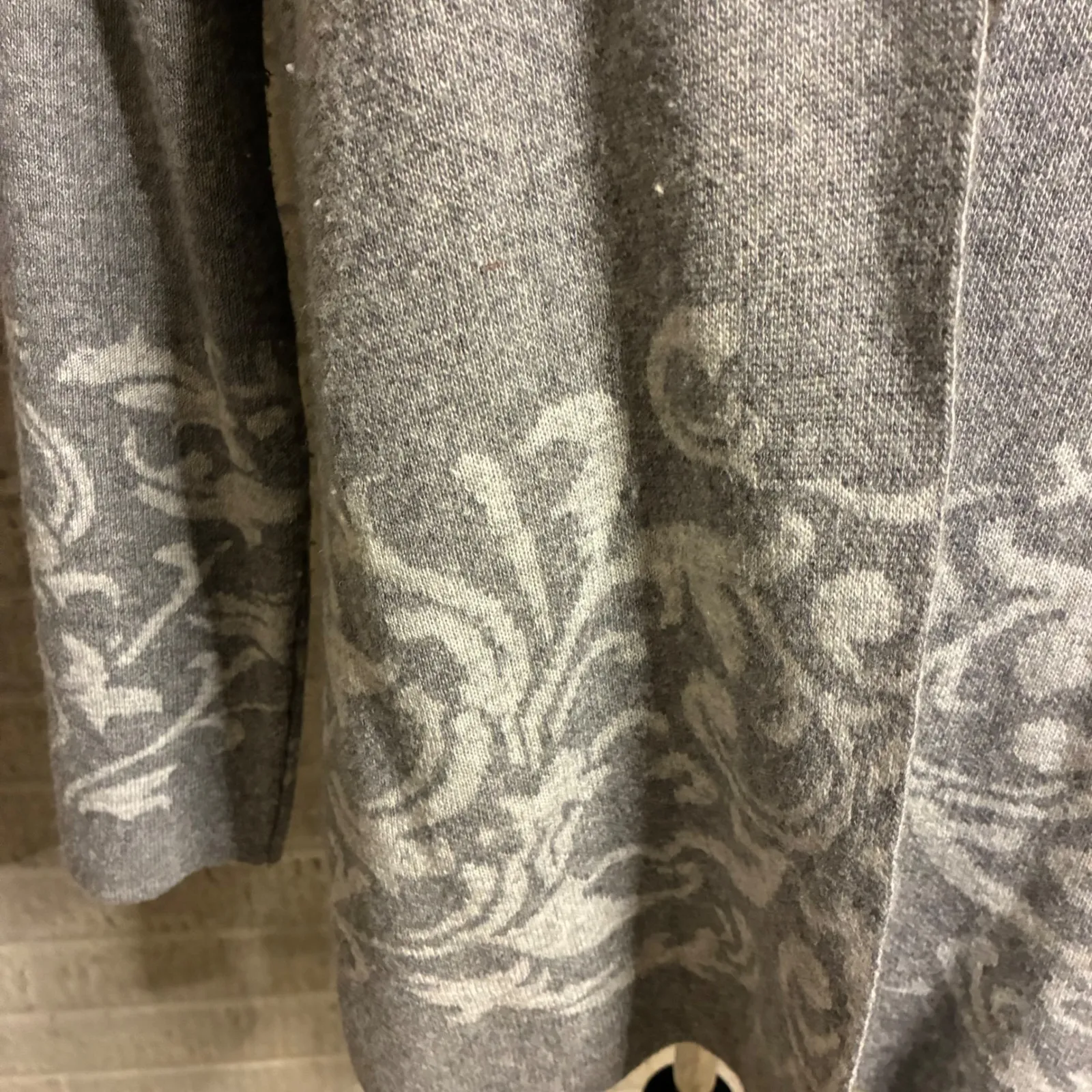 BENEDETTA B Knitwear Grey Jacquard Cardigan Sweater L Merino Wool Cashmere Blend Gray Size L - Image 2