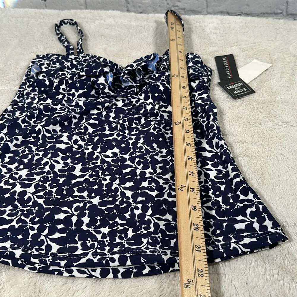 Island Escape Women's Bella Floral Tahiti Navy Tankini Swimsuit Swim Top 8 NEW Blue - Image 9