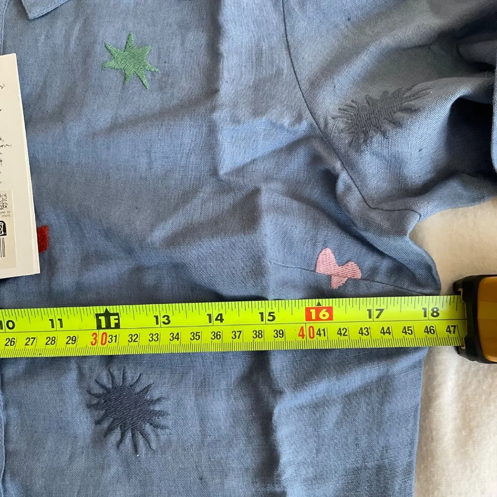 NWT SEZANE Pangea blue multicolor embroidered linen Bella MIDI dress size36 us4 - Image 5