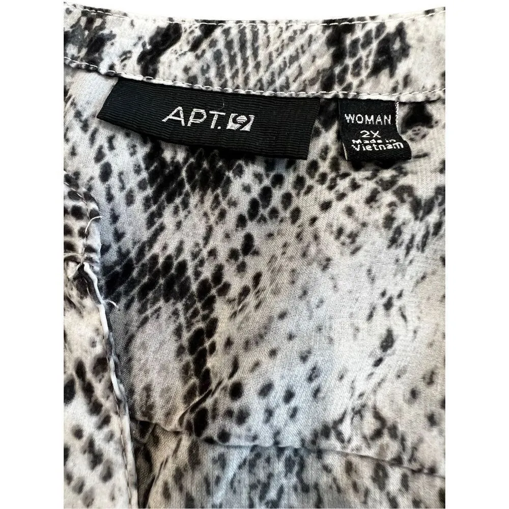Apt. 9 Animal Print Snakeskin Pattern Sheer Popover Roll Tab Sleeves size 2X - Image 7