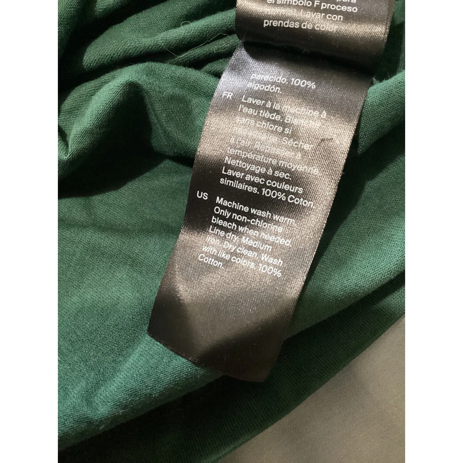 COS Oversized Mock Neck 3/4 Sleeve Tunic Top Green Cotton Women's M - Image 5