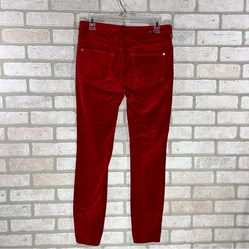Pilcro and the Letterpress Luxe Red High Rise Skinny Velvet Jeans Size 26 - Image 5