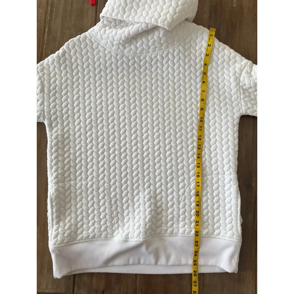 GapFit XS White Quilted Funnel Neck Pullover Sweatshirt Textured Cozy - Image 3