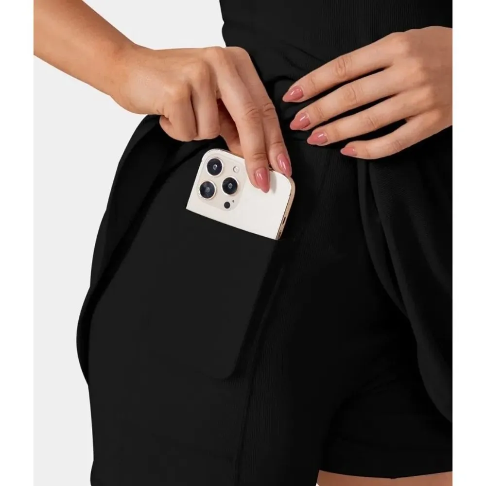 Halara Patitoff Flow Pet Hair Resistant 2-in-1 Flare Dress-Wannabe Black S - Image 4