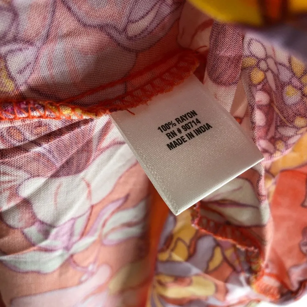 Ivy Street Maxi Dress Sleeveless Tie Waist Floral Orange Pink Colorful 2X - Image 4