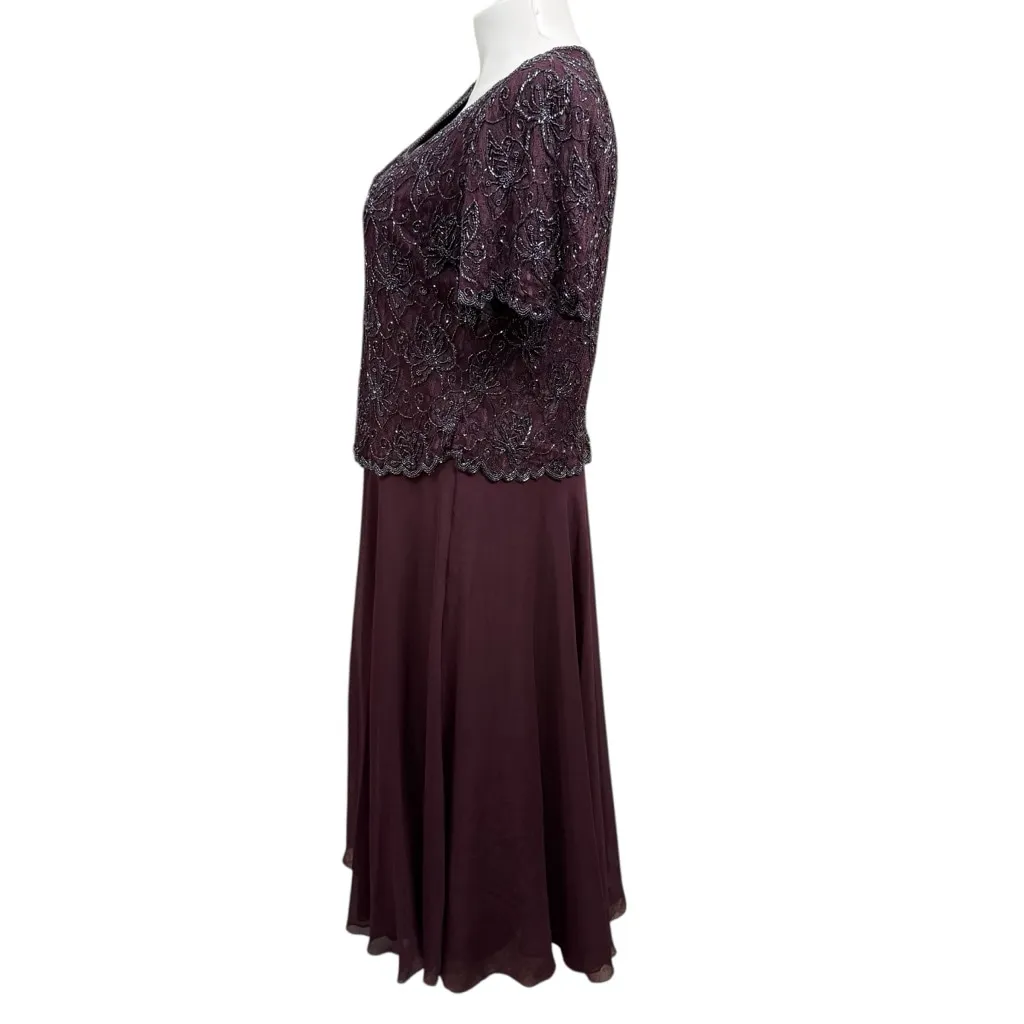 Vintage Brilliante by J.A. Plum Beaded Lace Formal Dress Size XXL Purple - Image 10