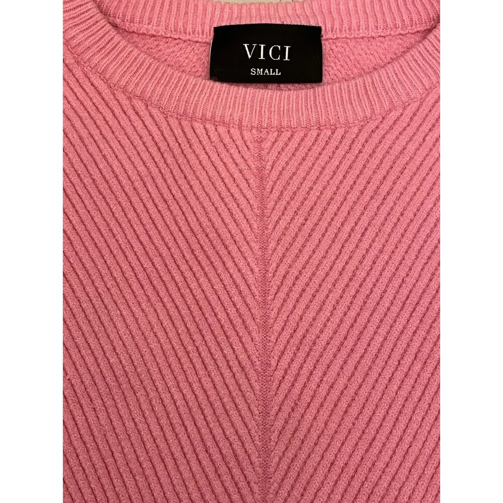 Vici Pink Bubble Over Ribbed Knit Sweater size Small - Image 4