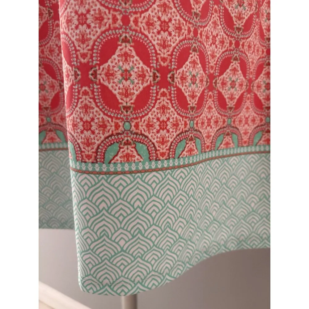 Cabana Life Tunic Dress Size L Peach Turquoise Beach Resort Shift Midi UPF 50+ Orange Size L - Image 13