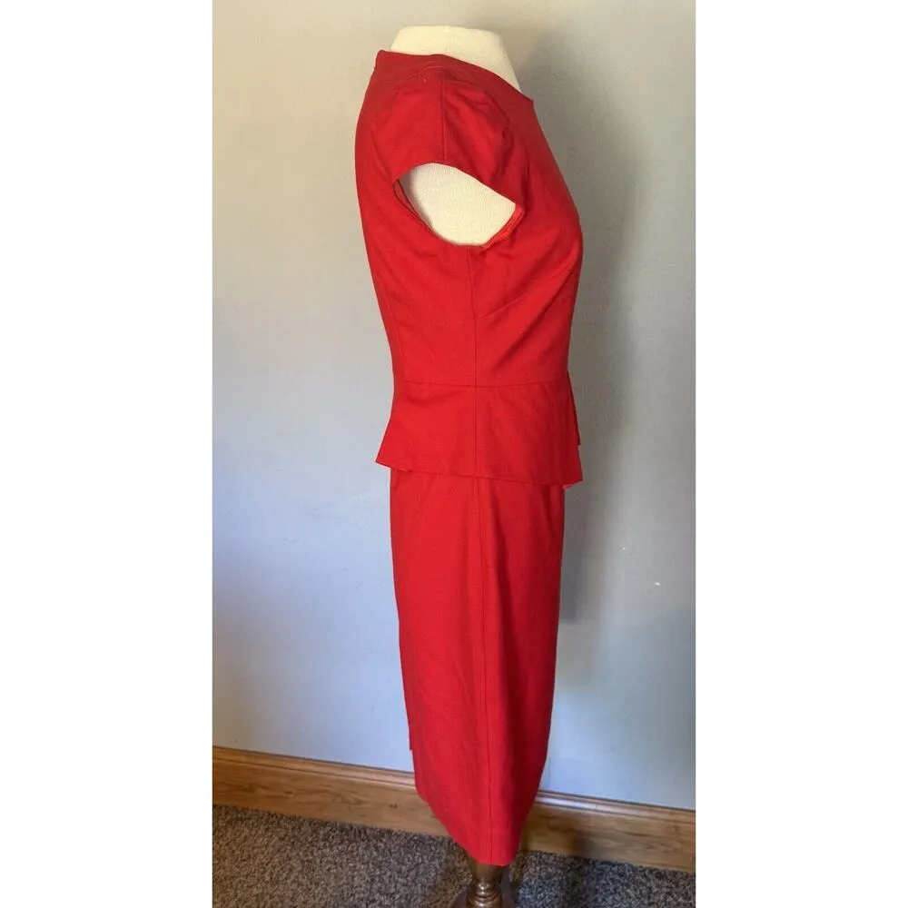 J.Crew Dress Crepe Cap Sleeve Size 2 Red Holiday Christmas Party Career Office - Image 3