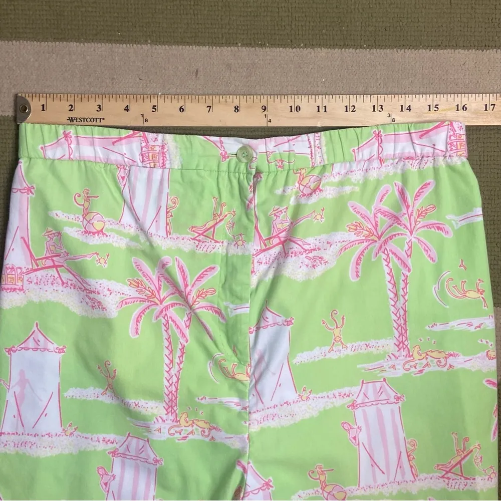 Lilly Pulitzer Size S Vintage Crop Pants Cabana Banana Stretch Green Pink Resort - Image 5
