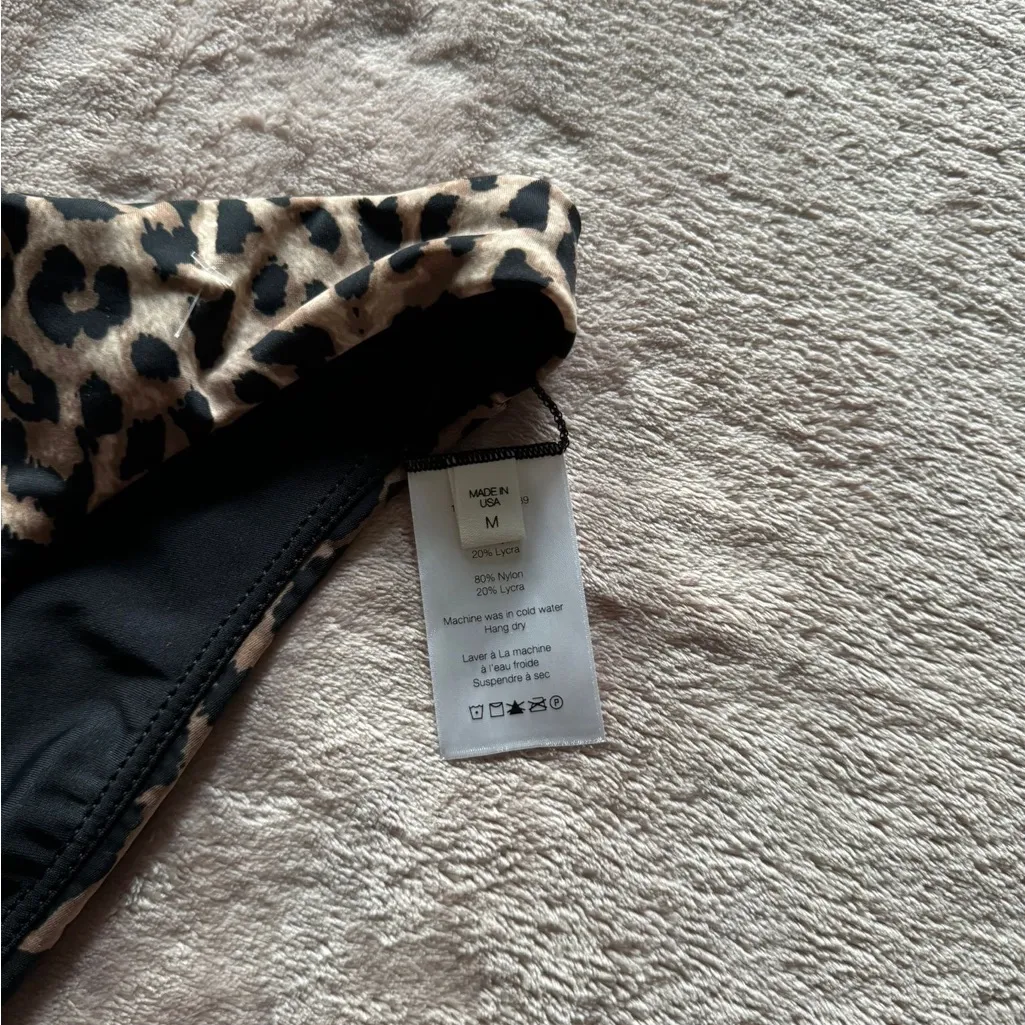 Veronica Beard Marau High Leg Brown Leopard‎ Bikini Bottoms Size M - Image 4