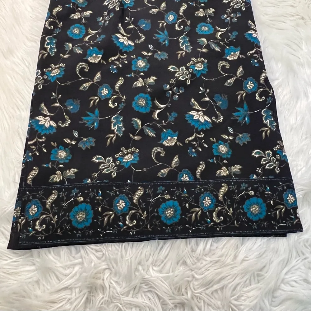 Briggs Midi Skirt Black Floral Side Slits - Image 3