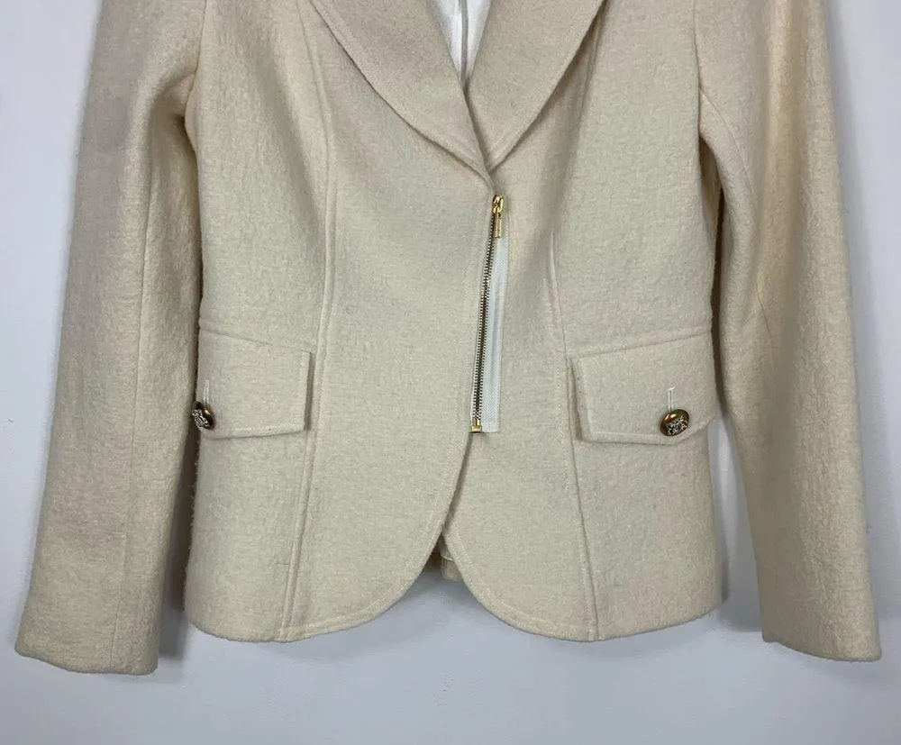 Cache  Boiled Wool Cream Jacket Size Small - Image 4
