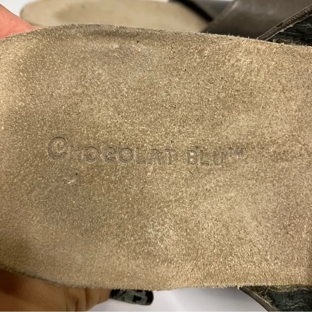 Chocolat Blu Myra platform‎ wedge sandals leather neutral casual women’s size 8 - Image 7