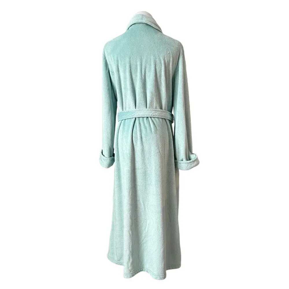 Kim‎ Rogers Blue Fuzzy Belted Adjustable Waist Bath House Robe Set Sz Large - Image 3