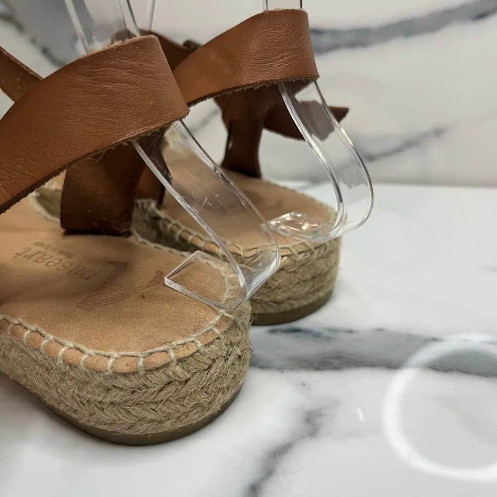 Apaseart Wmn's Brown Leather Ankle Strap Platform Espadrille Sandals Sz39 Sz 8.5 - Image 4