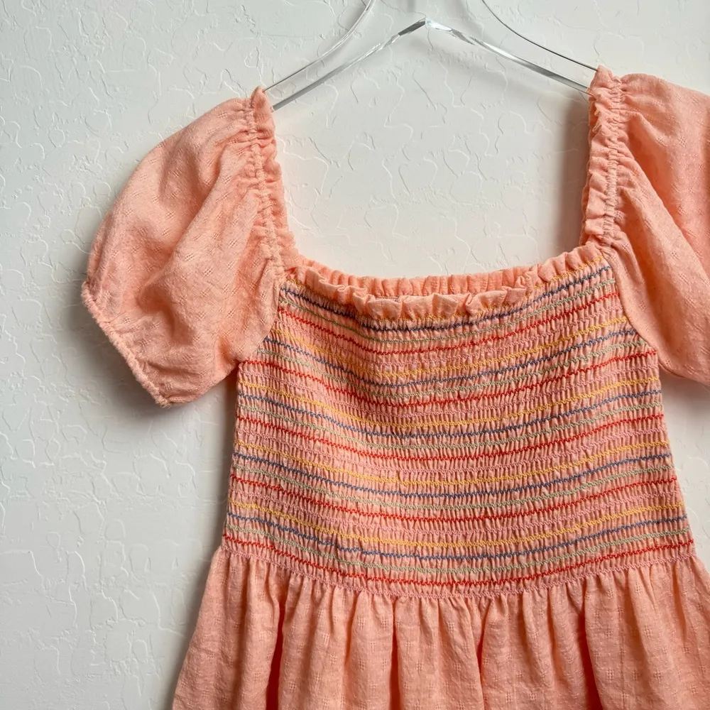 Promesa Orange Smocked Babydoll Puff Sleeve Top - Image 3