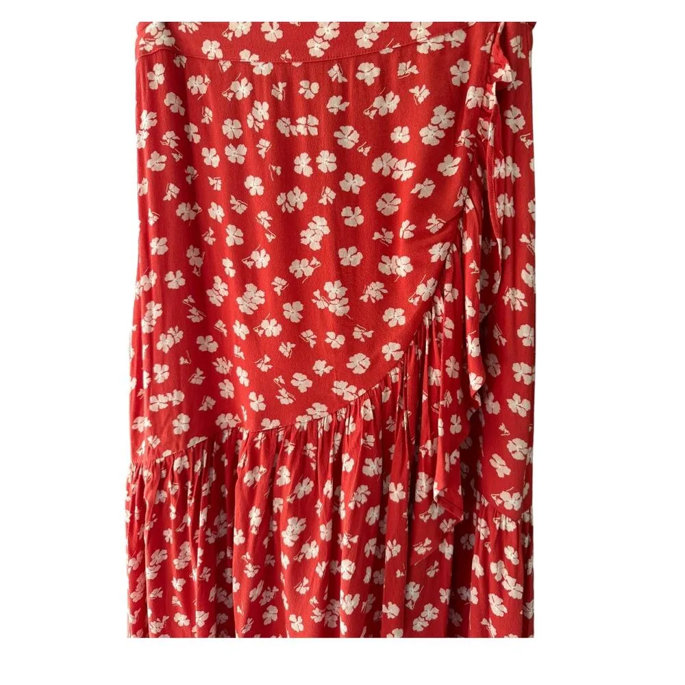 Madewell Ruffle-Wrap Midi Skirt in Happy Hibiscus size 2 - Image 7