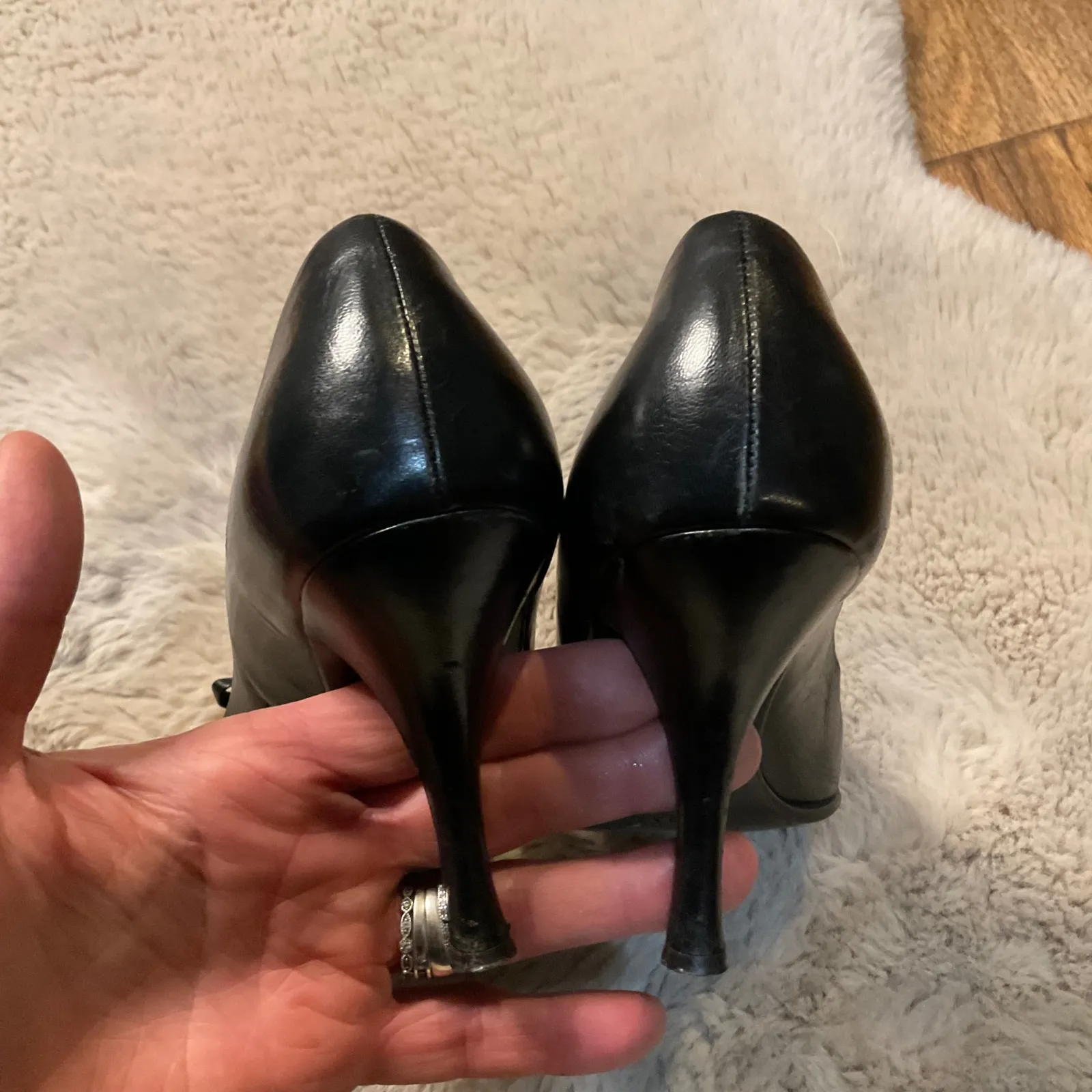 Prada Ada Pumps Size 35 Bow Detail Leather Black US Size 5 - Image 5