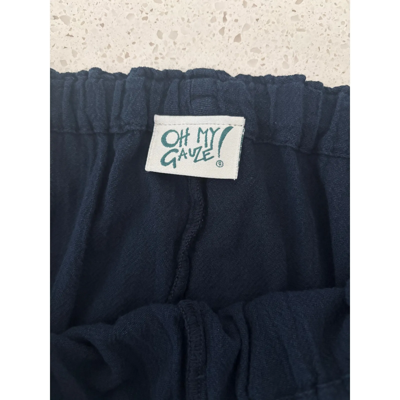 Oh My Gauze Pants Womens Medium Blue Cotton Lagenlook Minimalist Beach - Image 3