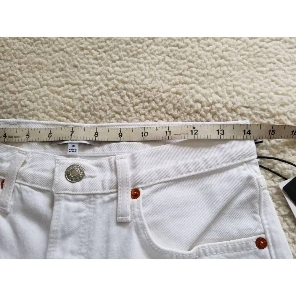 70s Stove Pipe High Rise Jeans White Destroyed Straight Leg Womens Sz 26 - Image 9