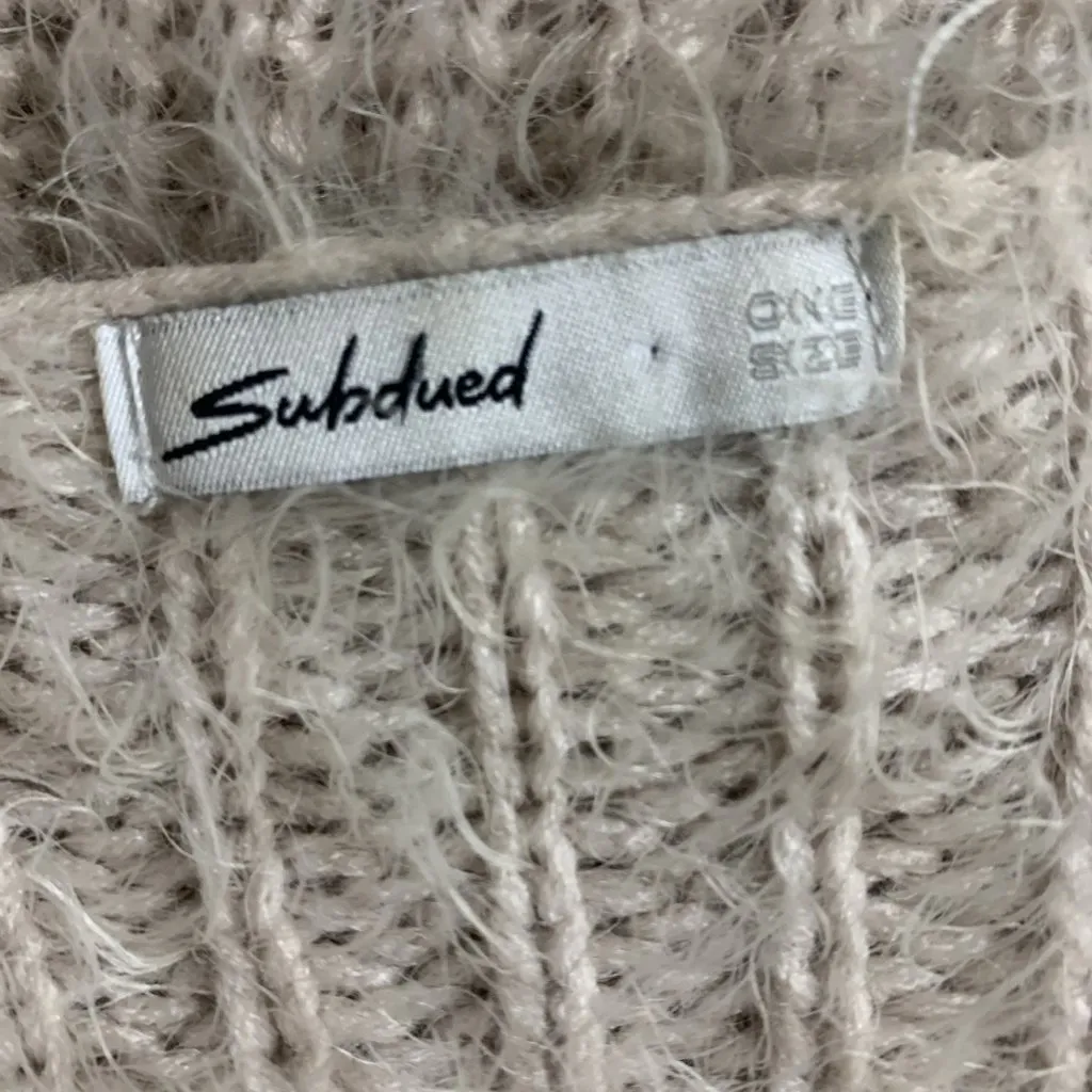 Subdued Beige Fluffy Knit Open Front Cardigan Soft Cozy One Size Size undefined - Image 3