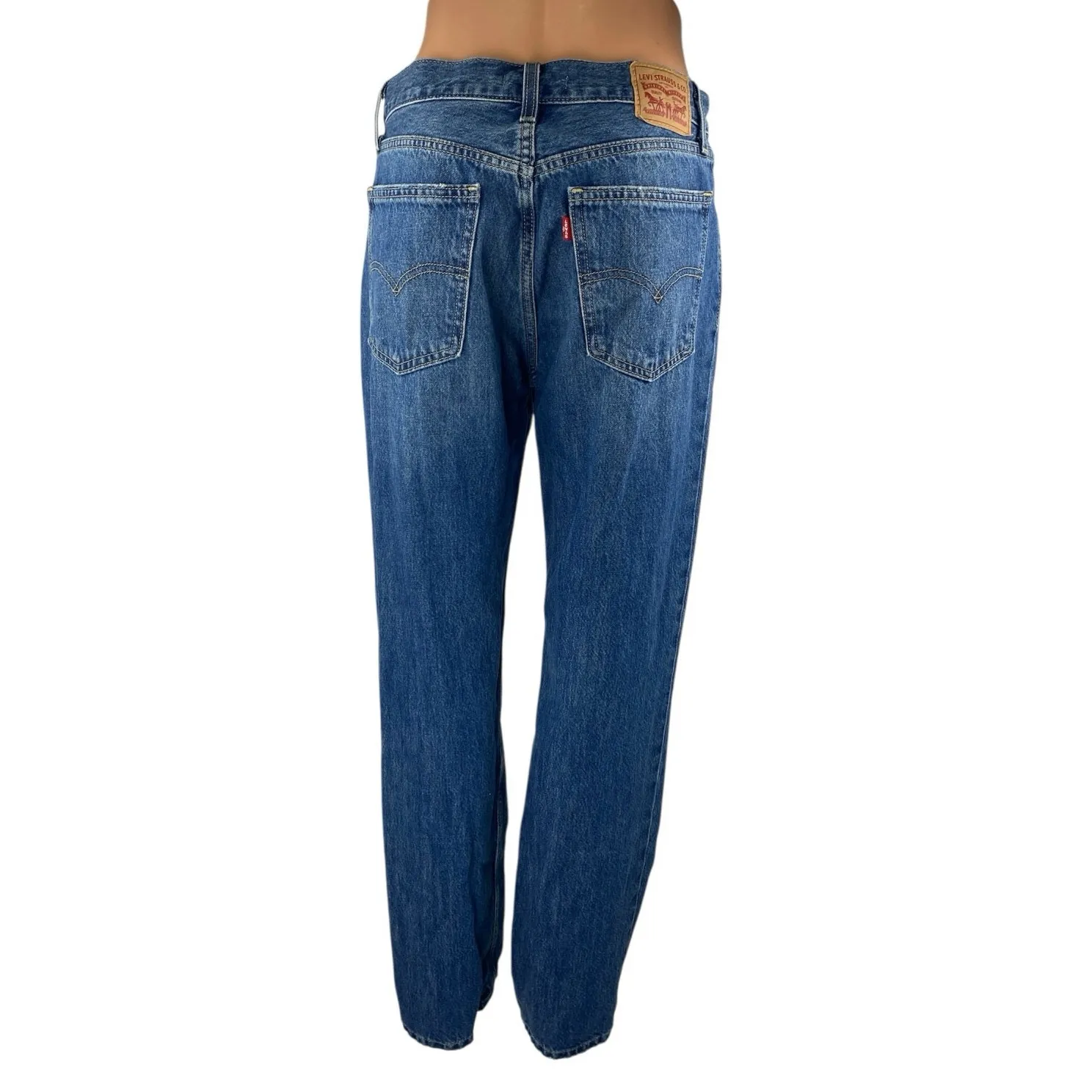 Levi's Low Pro Straight Blue Distressed Mid Rise Straight Leg Denim Jeans Sz 27 - Image 3