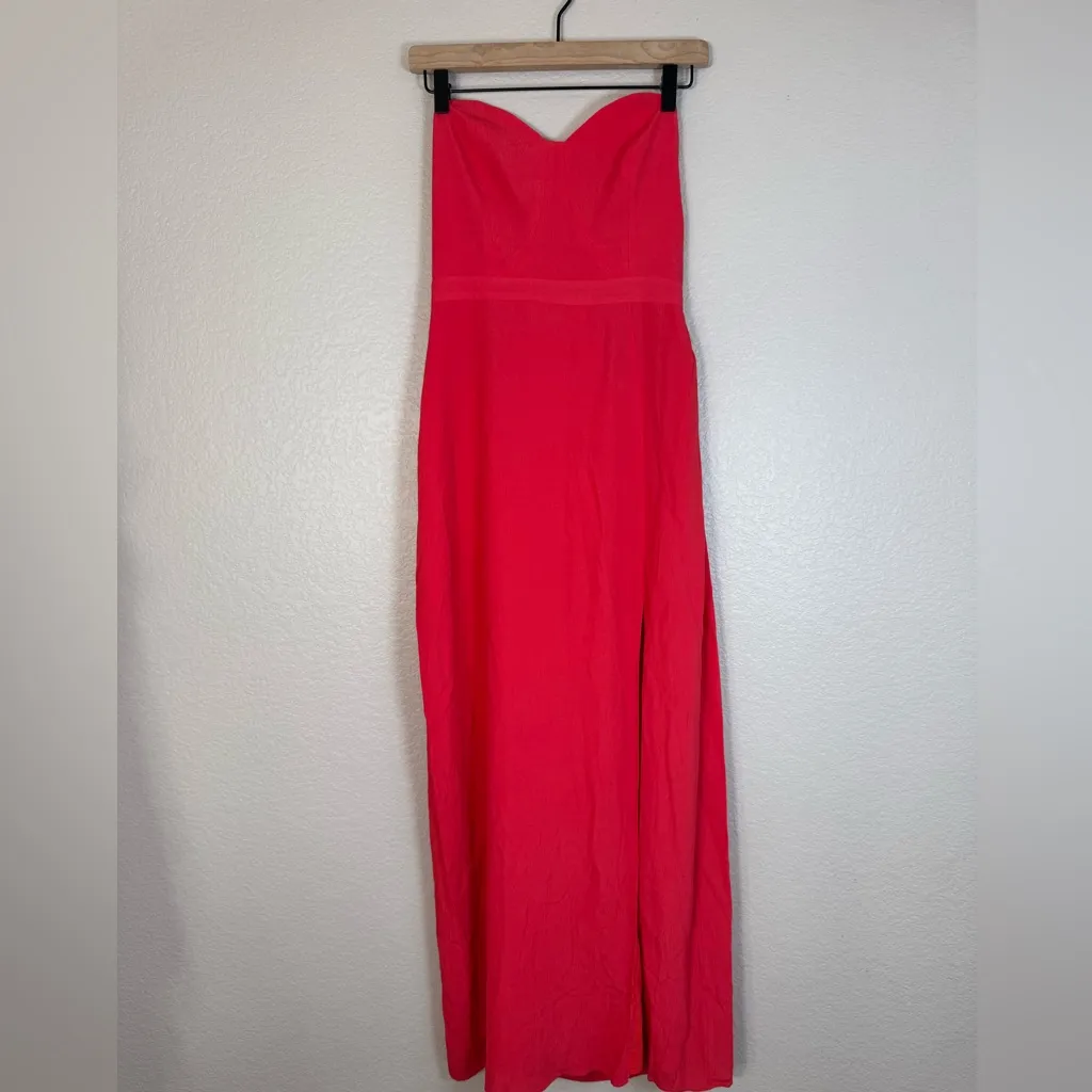 NBD Red Strapless Maxi Gown Dress with Slit size Medium Revolve $258 - Image 4