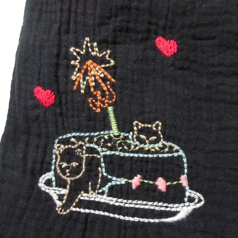 NWT Johnny Was Nahmad in Black Embroidered Cotton Gauze Shift Dress XS $270 - Image 8