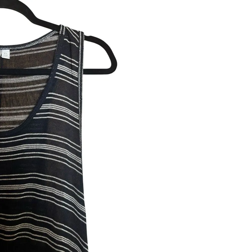 Comfy USA Sweater Tunic Top Womens XL Multicolor Stripe Sleeveless Hi Lo Blouse - Image 3